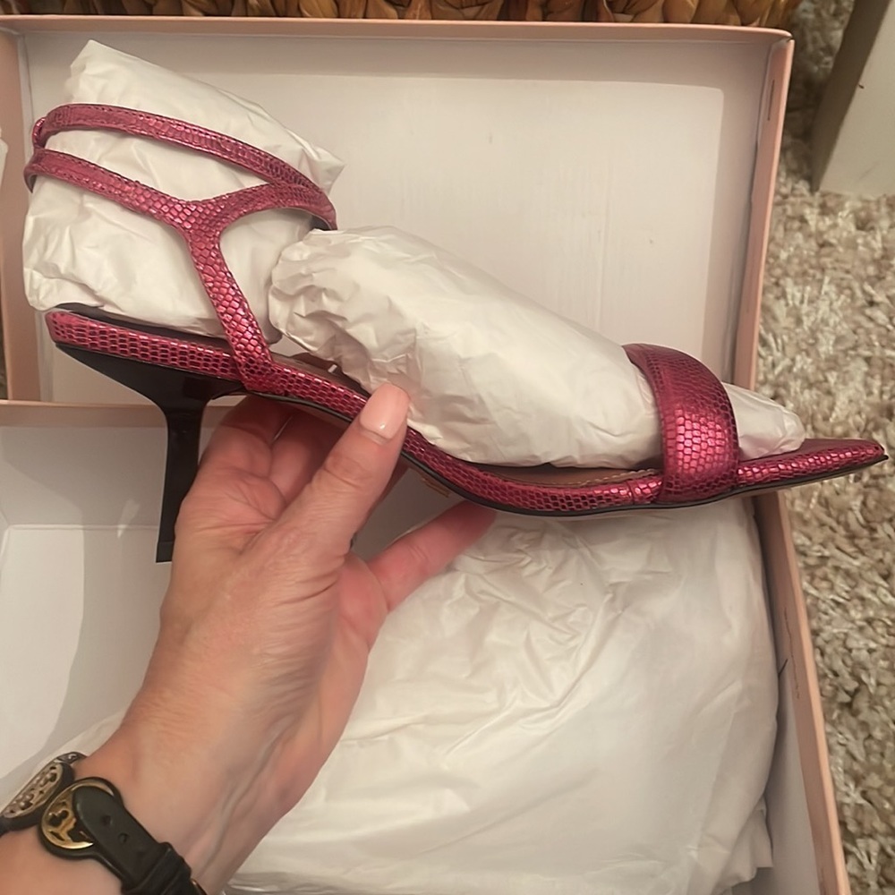 Vicenza for Anthropologie Strappy Metallic heels Pink New sandal size 38EU 7.5US - Picture 8 of 8